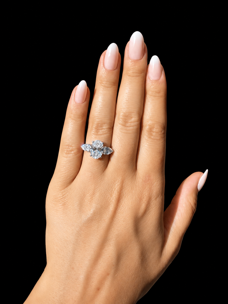 3.02ct Oval Cut Three Stone Lab Grown Diamond Engagement Ring