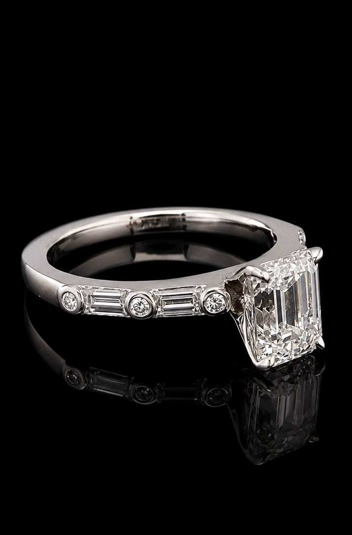 2.04ct Emerald Cut Lab Grown Engagement Ring