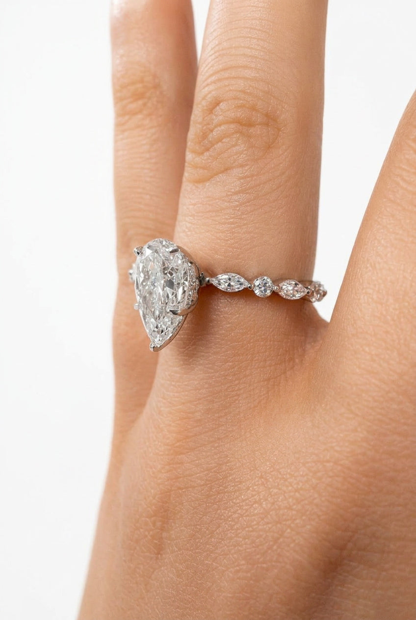 3.03ct Pear Shape Lab Grown Engagement Ring