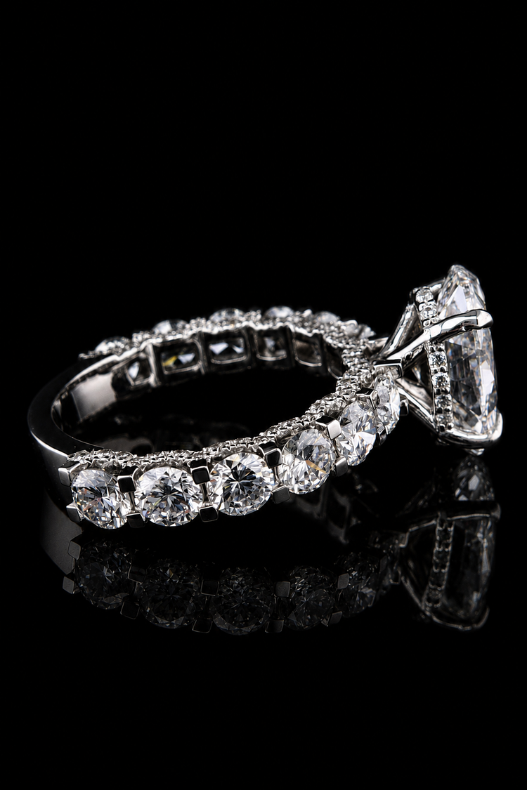 3.09ct Oval Cut Fully Flooded Lab Grown Engagement Ring