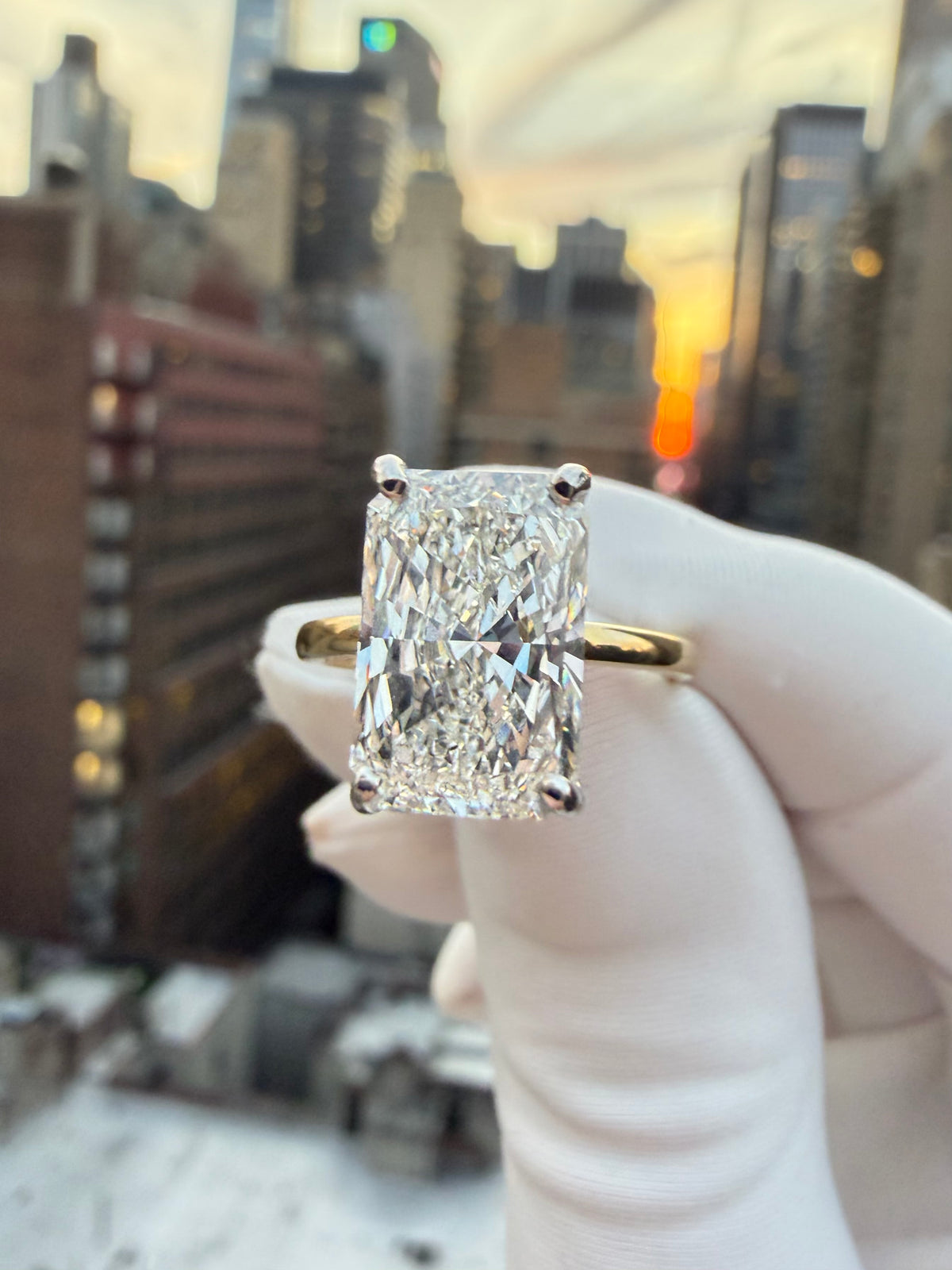 4.09ct Radiant Cut Lab Grown Engagement Ring