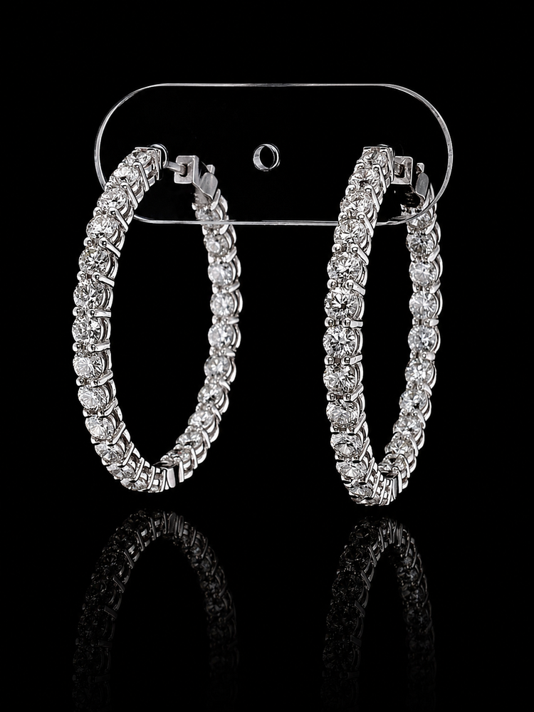 6.44ct Round Lab Grown Diamond Hoop Earrings