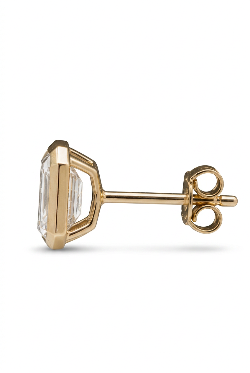 4.0ct Total Weight Emerald Cut Bezel Studs