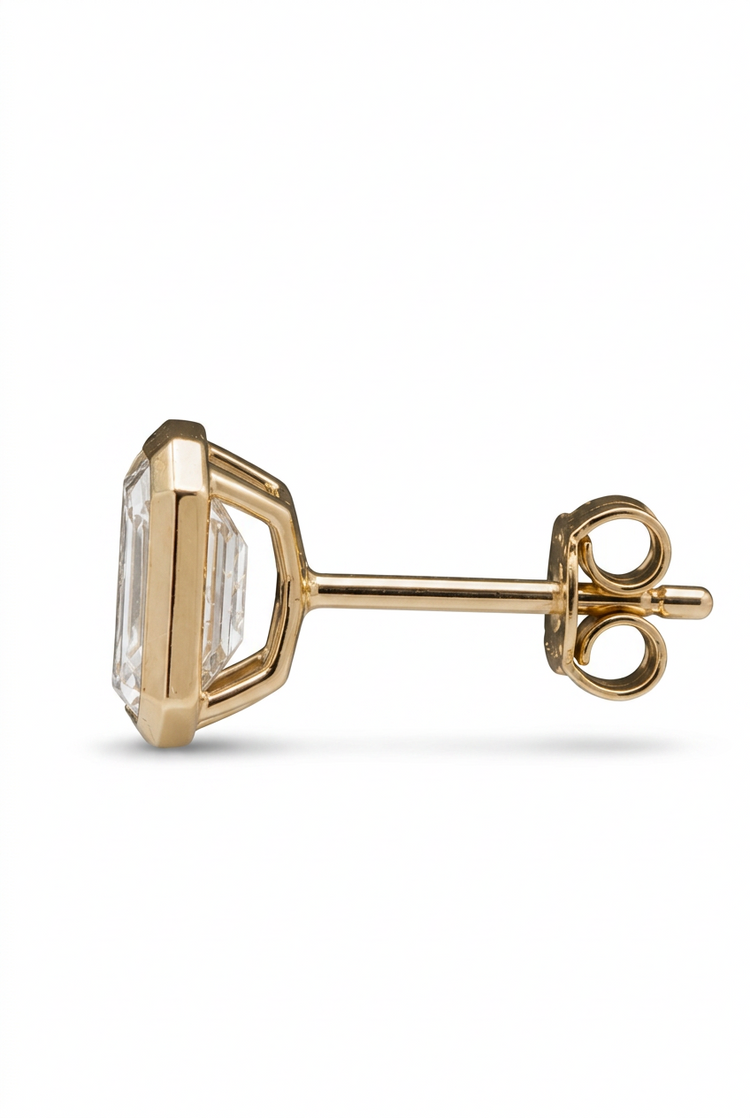 4.0ct Total Weight Emerald Cut Bezel Studs