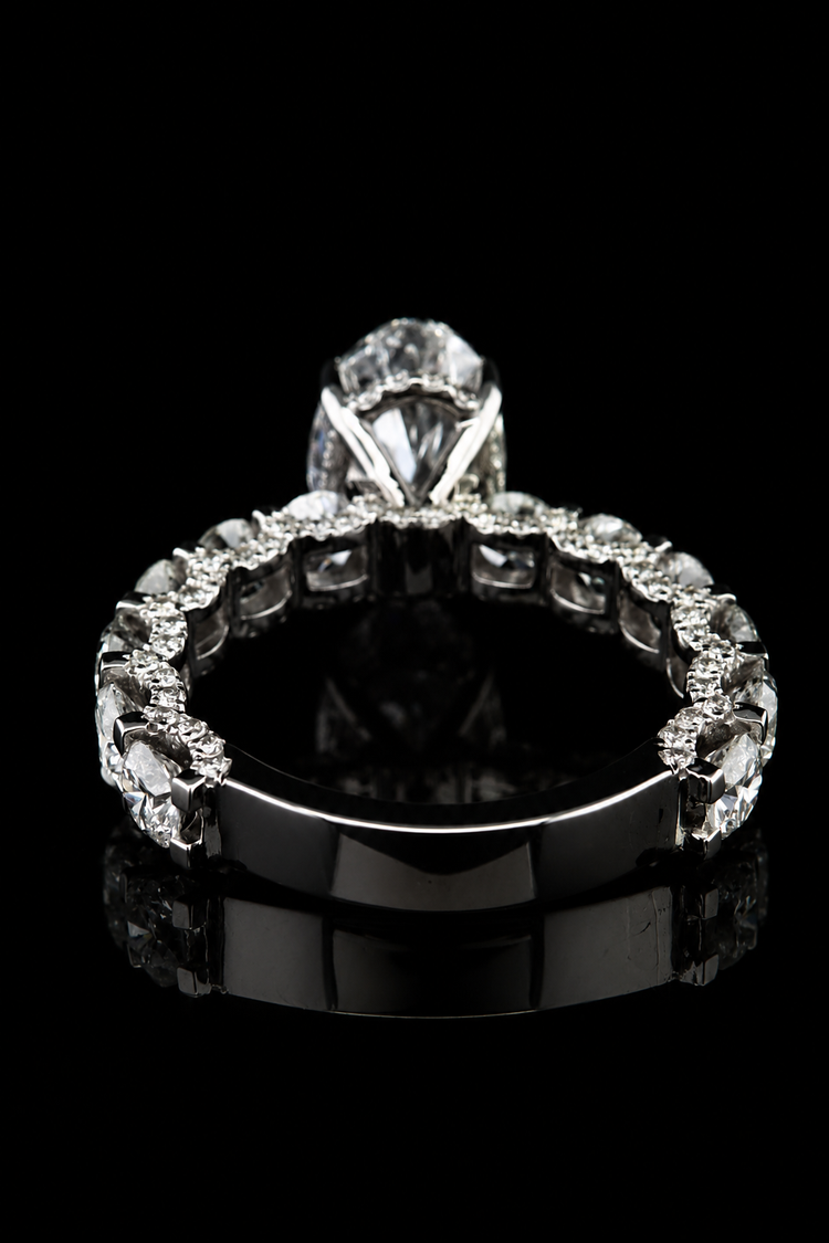 3.09ct Oval Cut Fully Flooded Lab Grown Engagement Ring