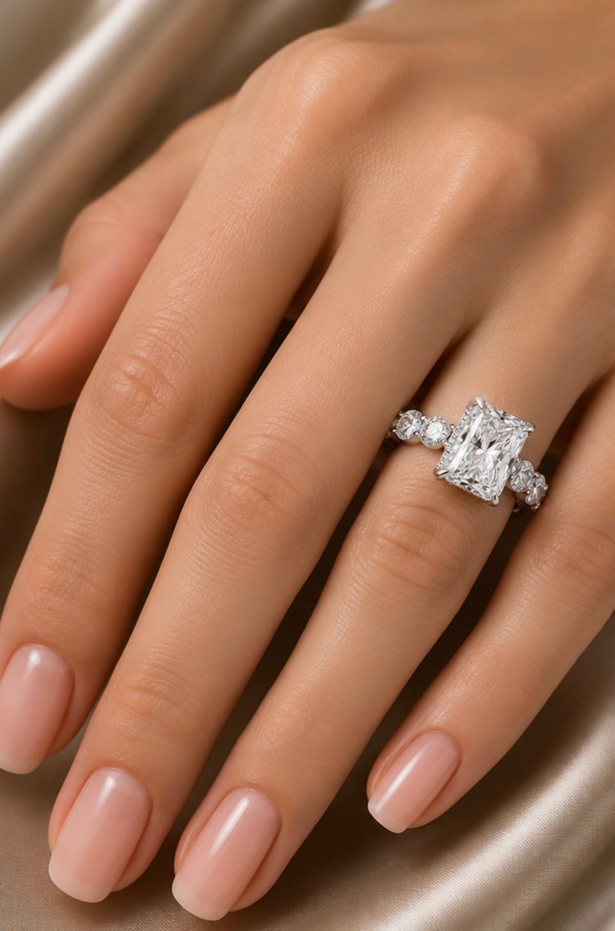 4.06ct Radiant Cut Lab Grown Engagement Ring