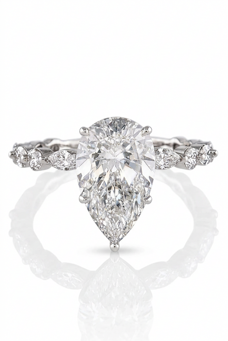 3.03ct Pear Shape Lab Grown Engagement Ring