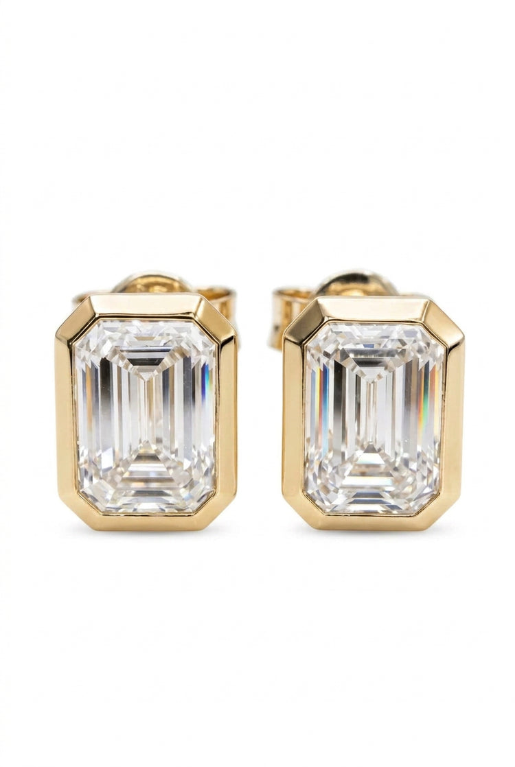 4.0ct Total Weight Emerald Cut Bezel Studs