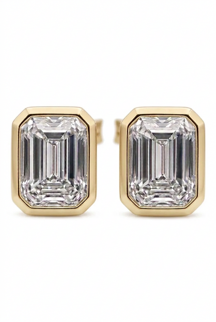 4.0ct Total Weight Emerald Cut Bezel Studs