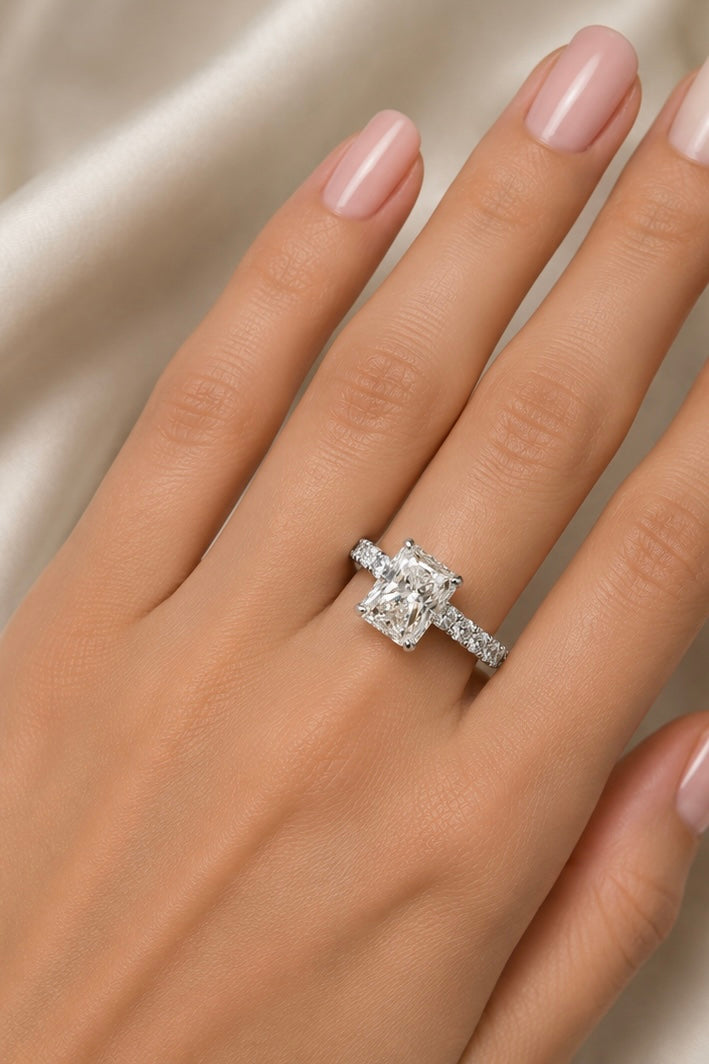 3.50ct Radiant Cut Lab Grown Engagement Ring