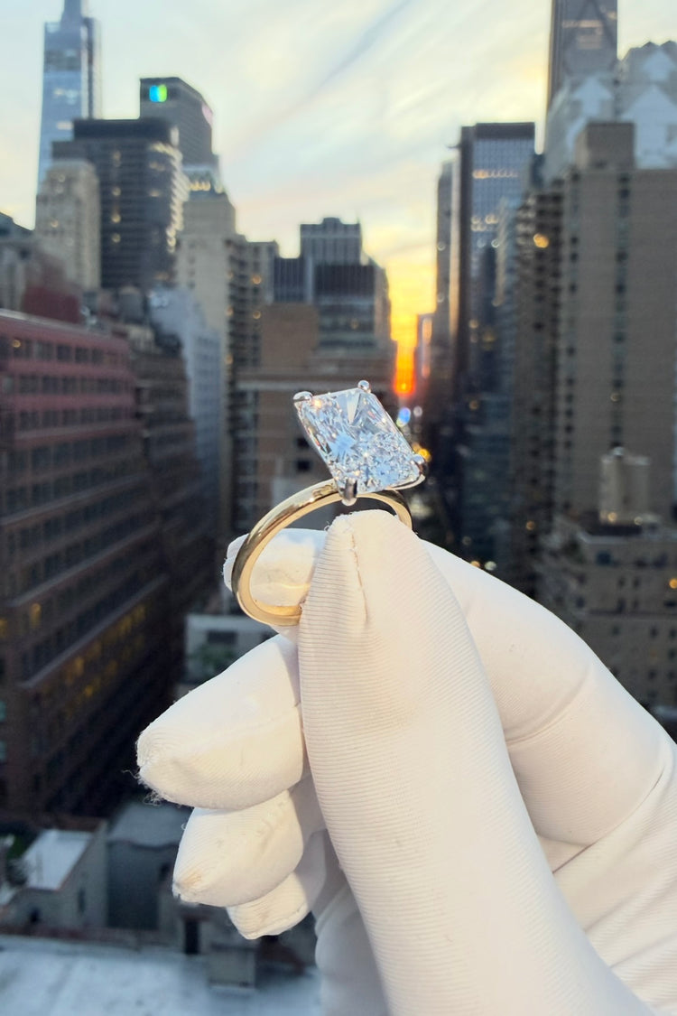4.09ct Radiant Cut Lab Grown Engagement Ring