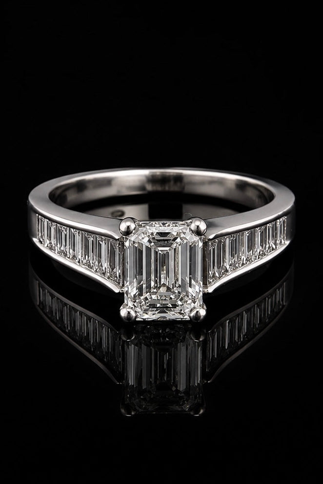 1.50ct Emerald Cut Lab Grown Engagement Ring