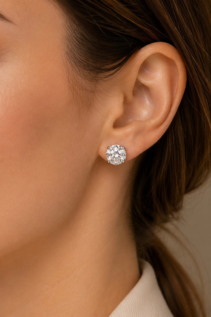 4.0ct Total Weight Round Lab Grown Stud Earrings