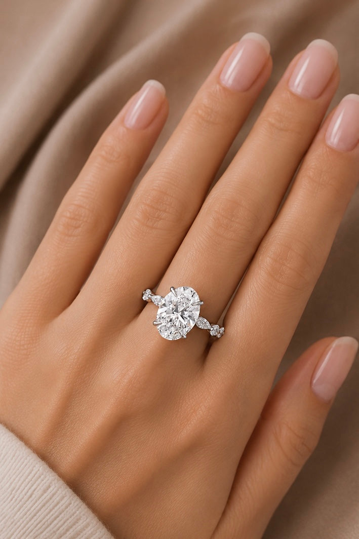 3.02ct Oval Cut Lab Grown Engagement Ring