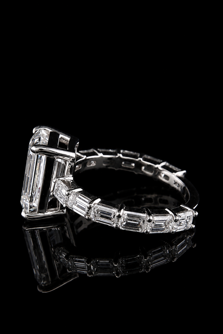 3.82ct Emerald Cut Lab Grown Engagement Ring