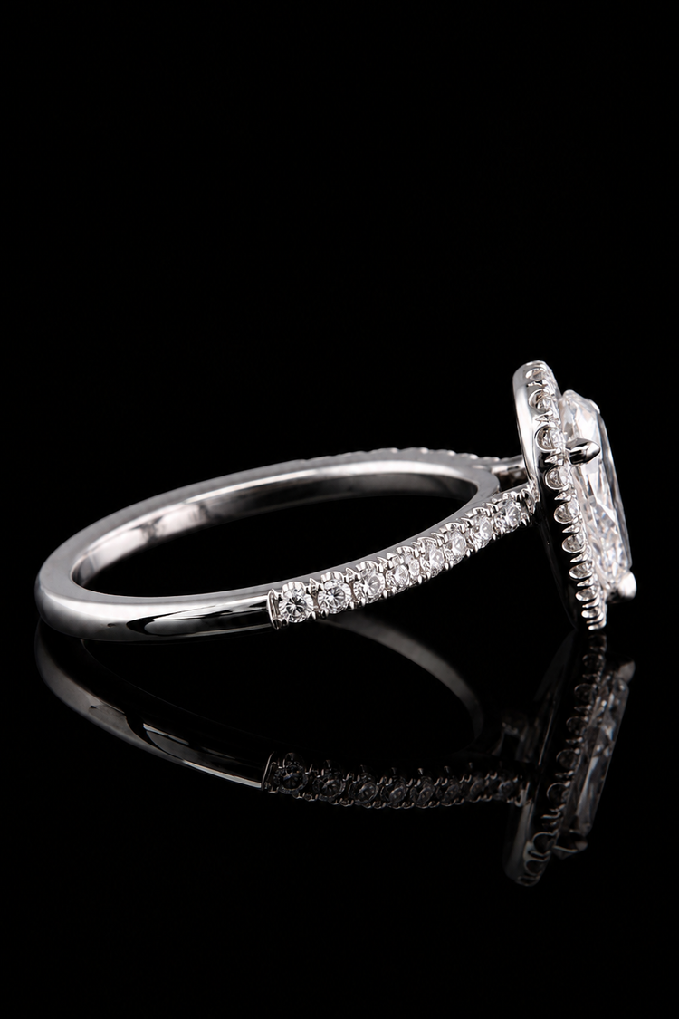 2.54ct Pear Shape Halo Lab Grown Engagement Ring