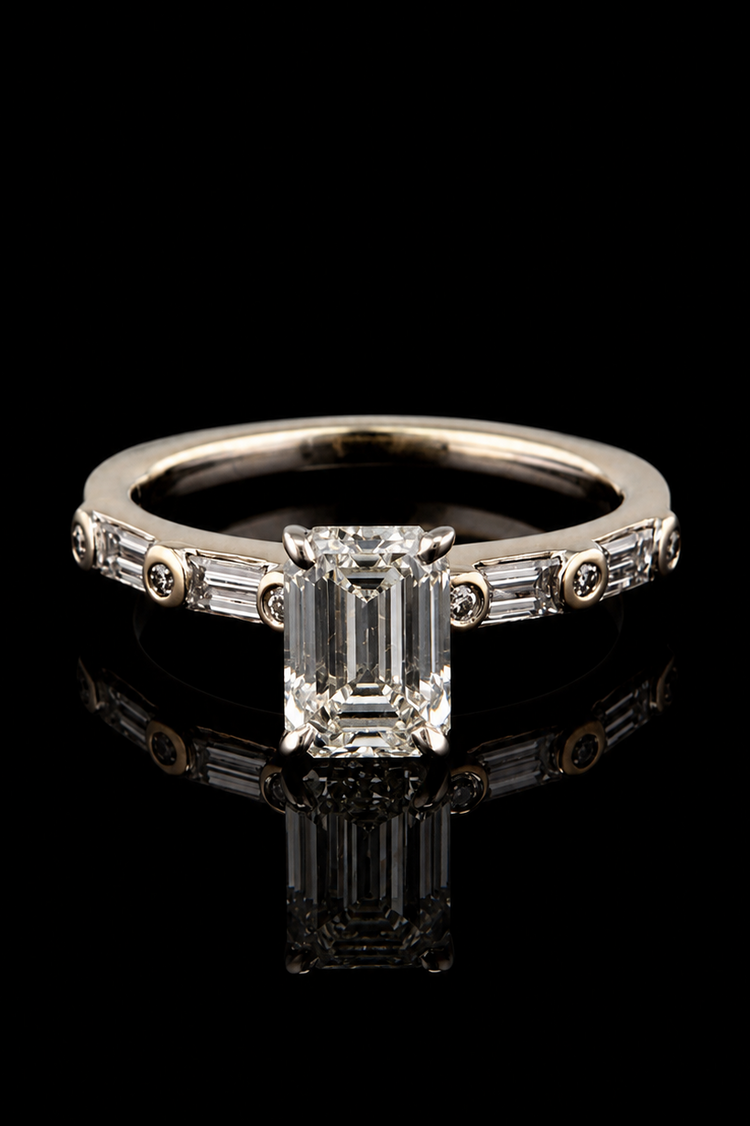 2.04ct Emerald Cut Lab Grown Engagement Ring