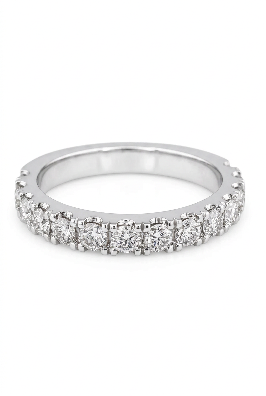 1.0ct Round Lab Grown 3/4 Way Wedding Band