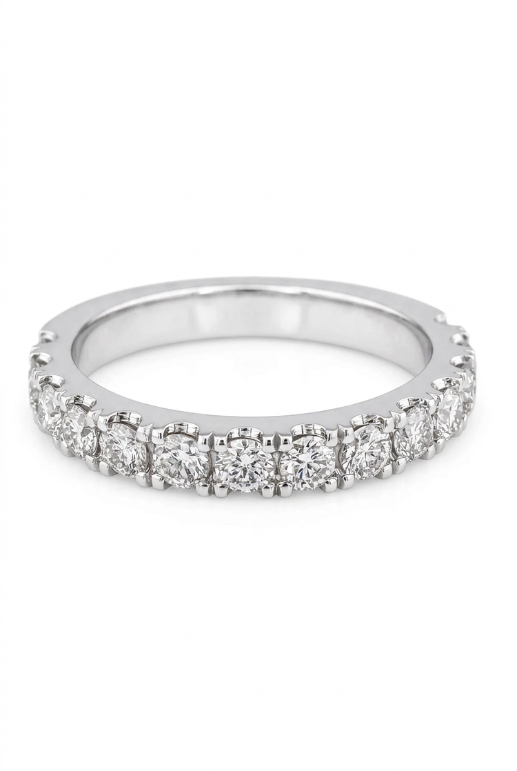 1.0ct Round Lab Grown 3/4 Way Wedding Band