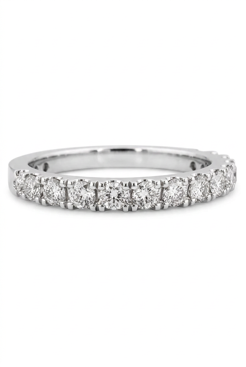 1.0ct Round Lab Grown 3/4 Way Wedding Band