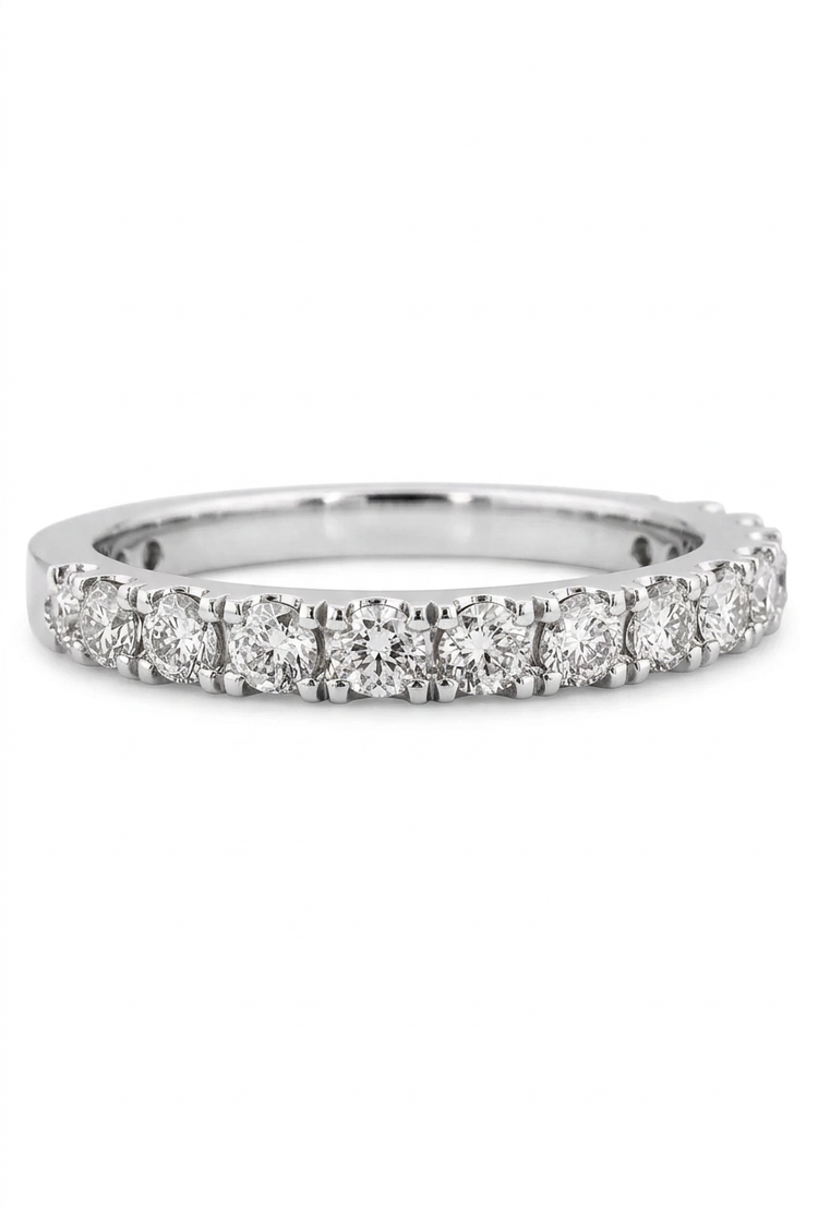 1.0ct Round Lab Grown 3/4 Way Wedding Band