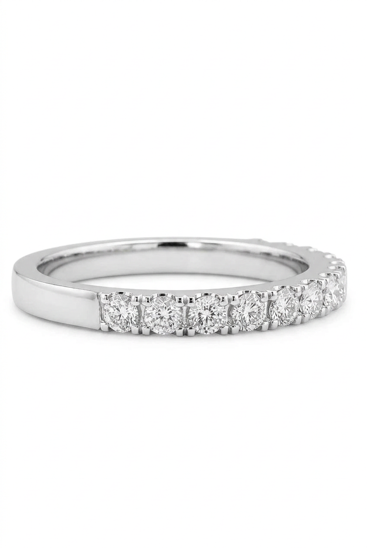 1.0ct Round Lab Grown 3/4 Way Wedding Band